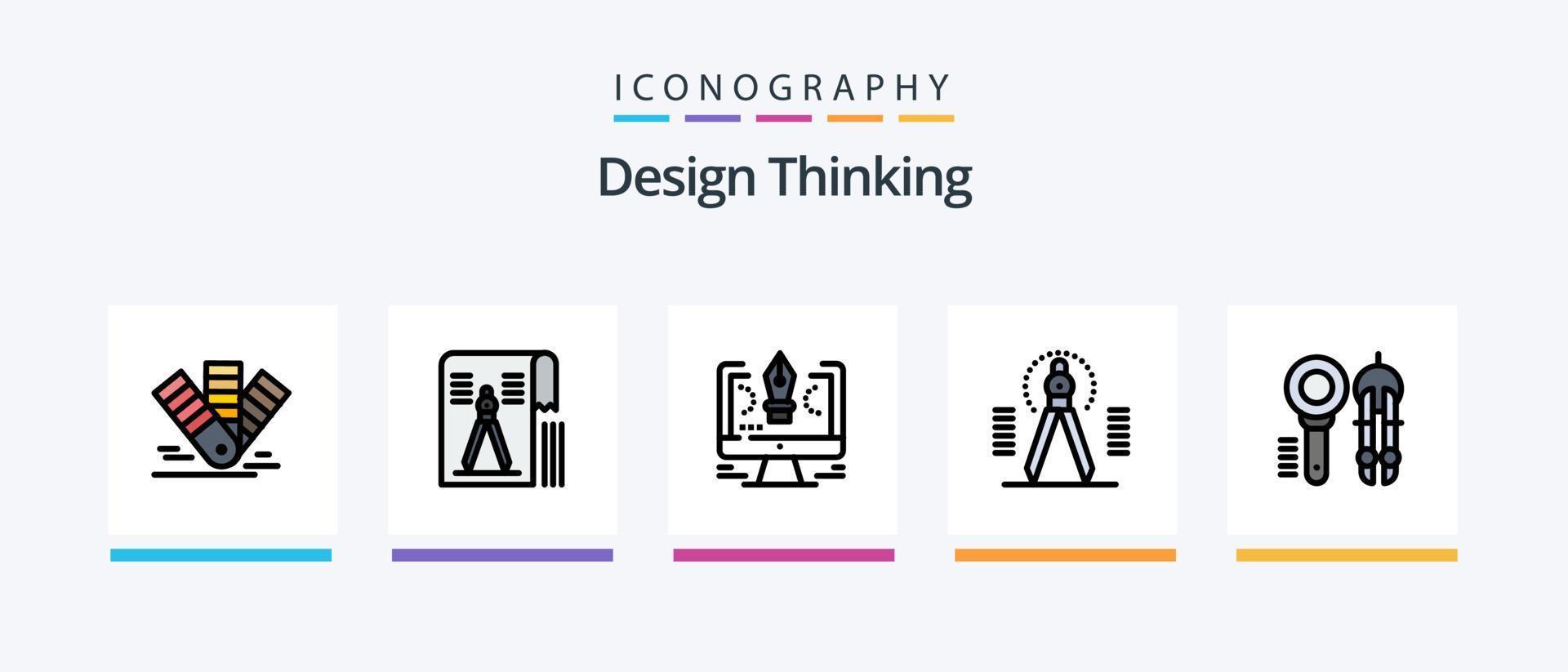 linha de pensamento de design cheia de 5 ícones incluindo ferramenta. bússola. pms. luz. editar. design de ícones criativos vetor