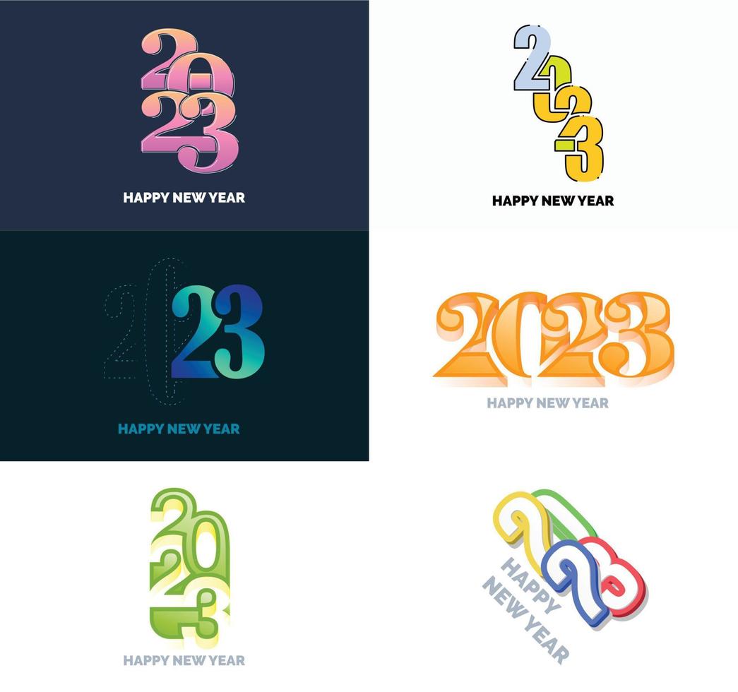 grande conjunto de design de texto de logotipo de feliz ano novo de 2023 modelo de design de número de 2023 vetor