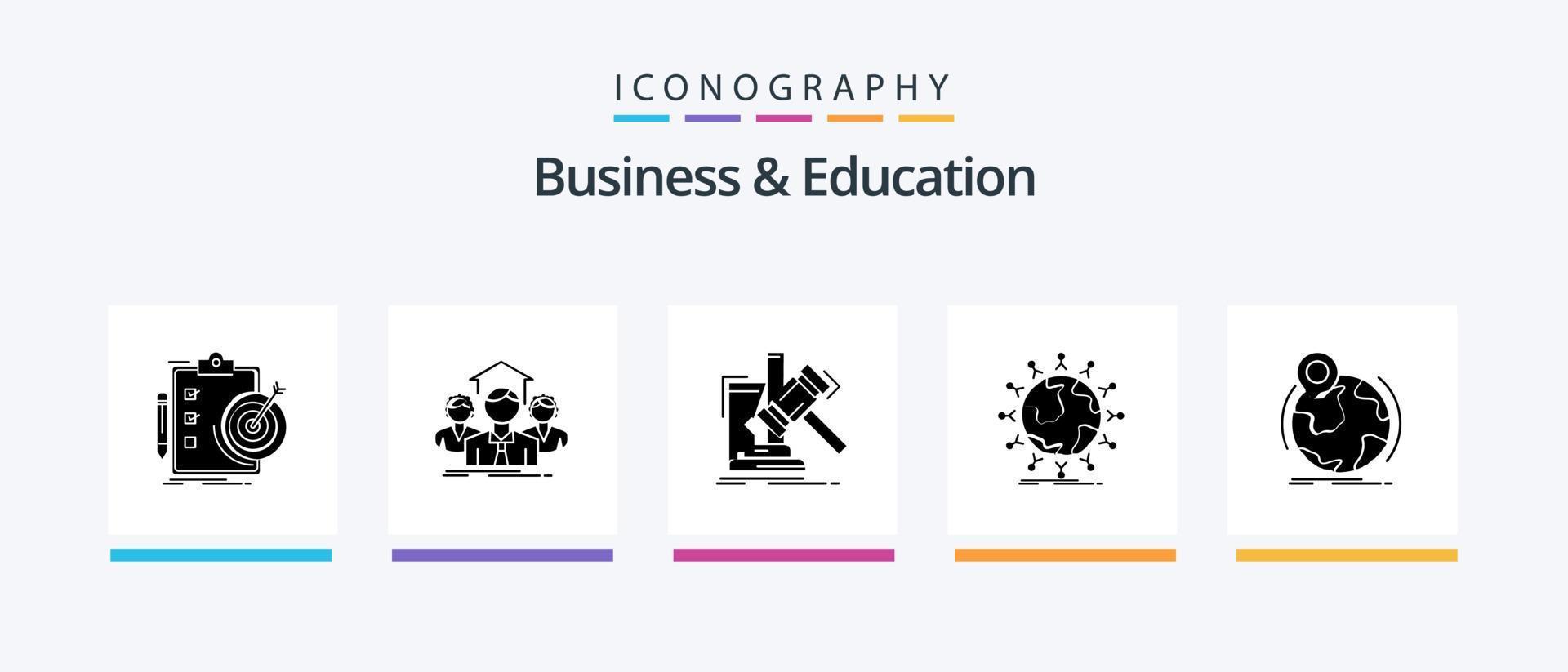 pacote de ícones de negócios e educação glifo 5 incluindo rede. global. grupo. lei. martelo. design de ícones criativos vetor