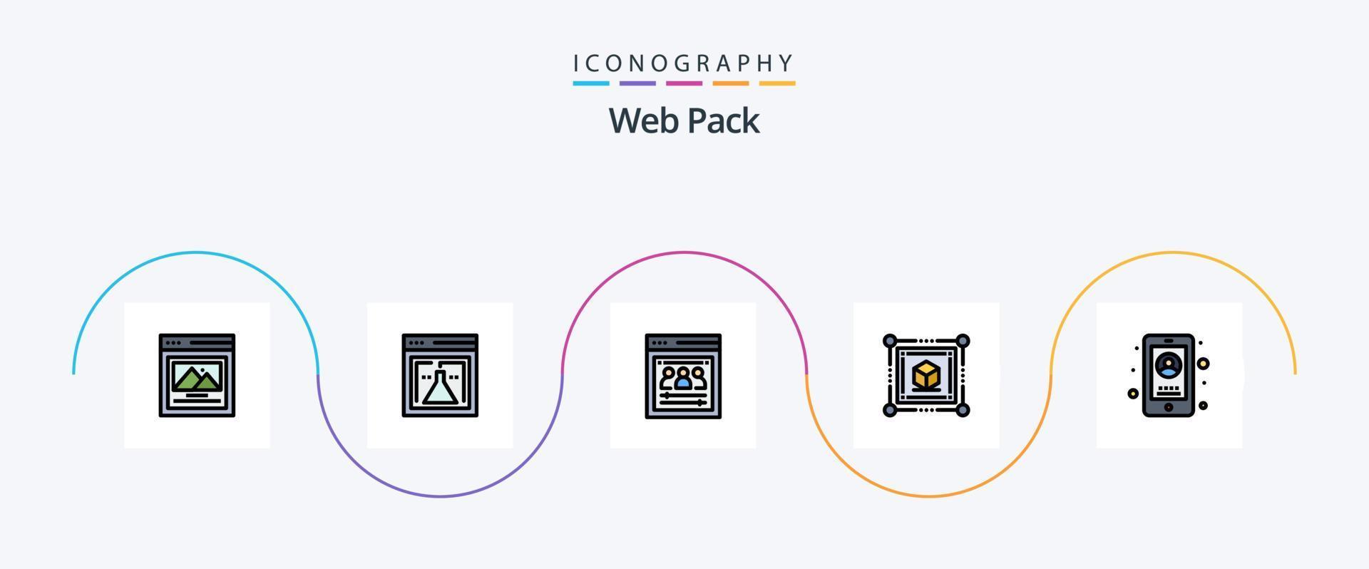 linha de pacote da web cheia de 5 ícones planos, incluindo telefone. negócios. equipe remota. rede. caixa vetor