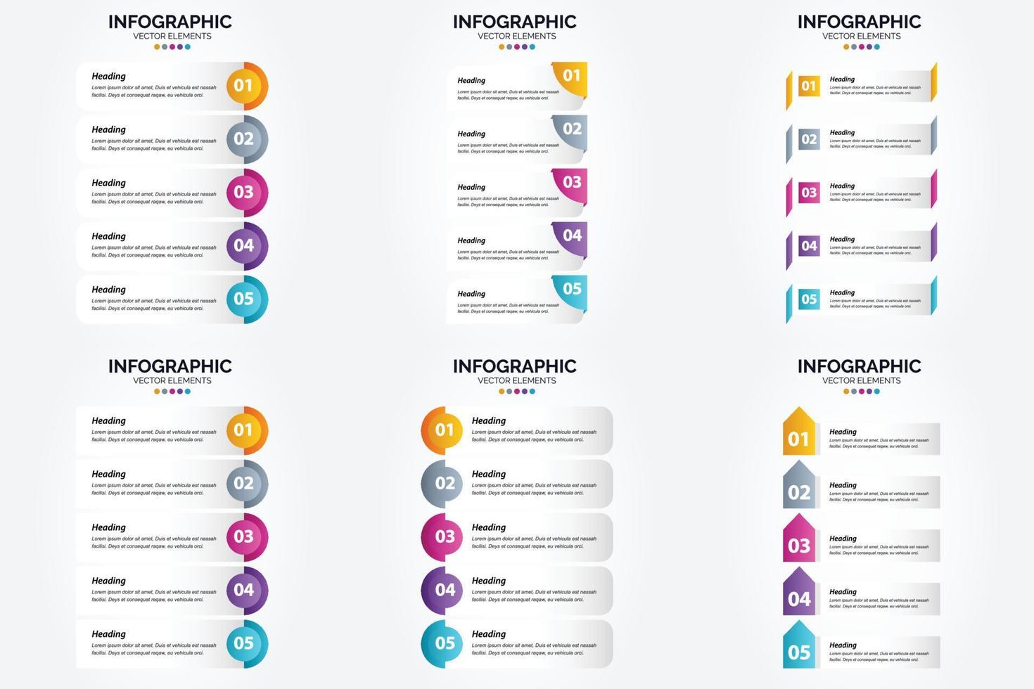 conjunto de design plano de infográficos de ilustração vetorial para folheto publicitário e revista vetor