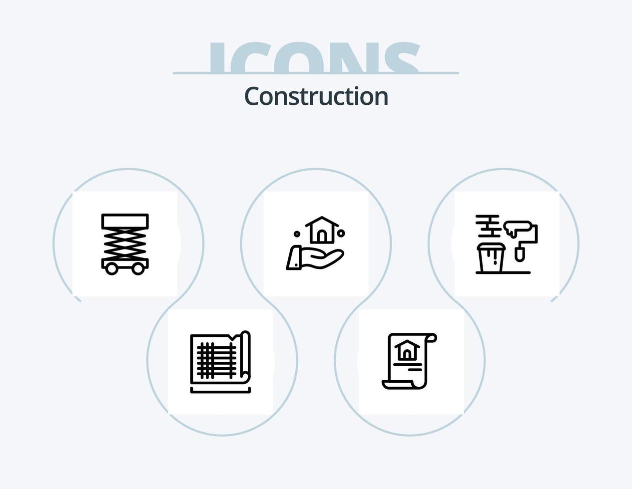 design de ícone do pacote de 5 ícones de linha de construção. . prédio. lar. construção. ferramenta vetor