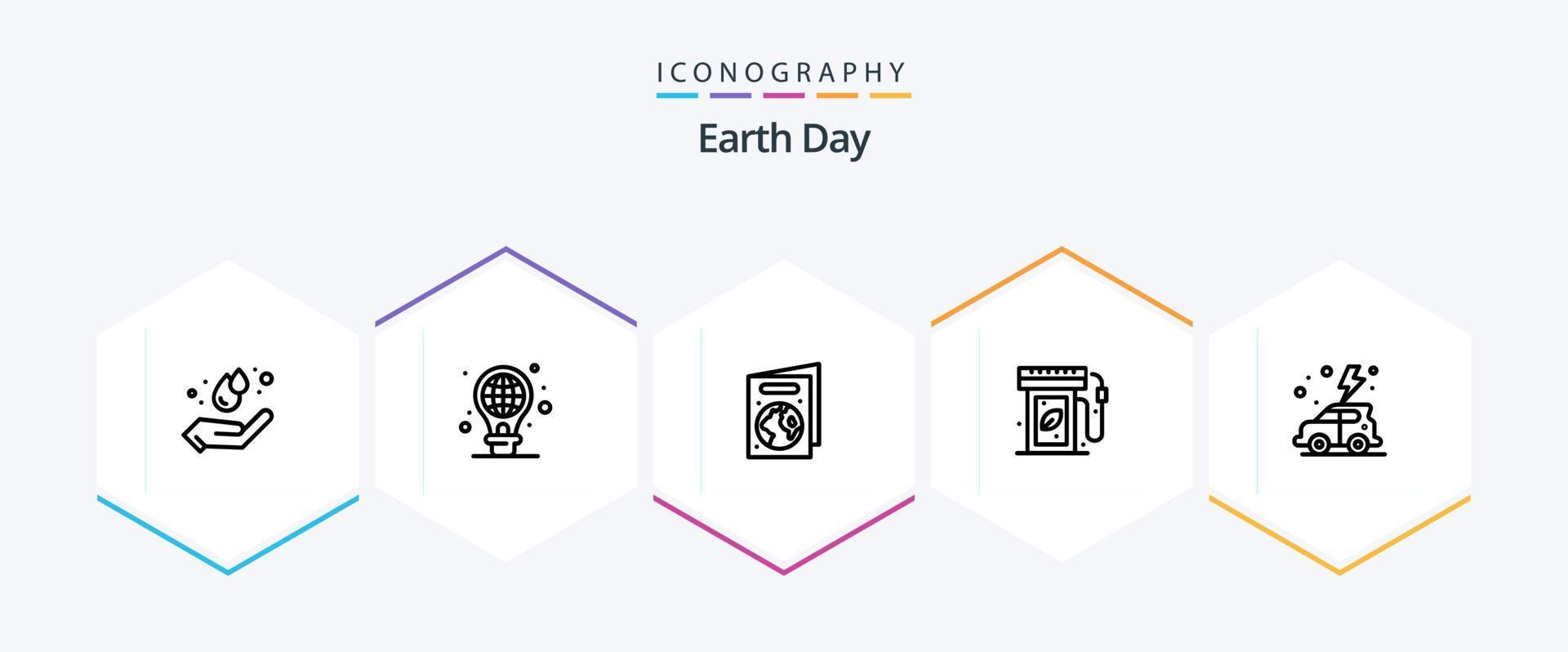 pacote de ícones de 25 linhas do dia da terra, incluindo verde. terra. Dia da Terra. posto de gasolina. ecologia vetor