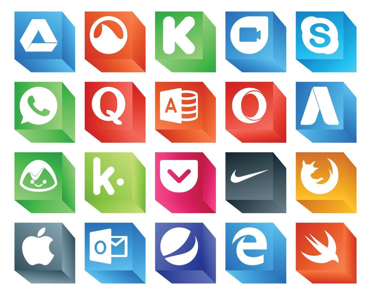 Pacote de 20 ícones de mídia social, incluindo navegador nike question pocket basecamp vetor