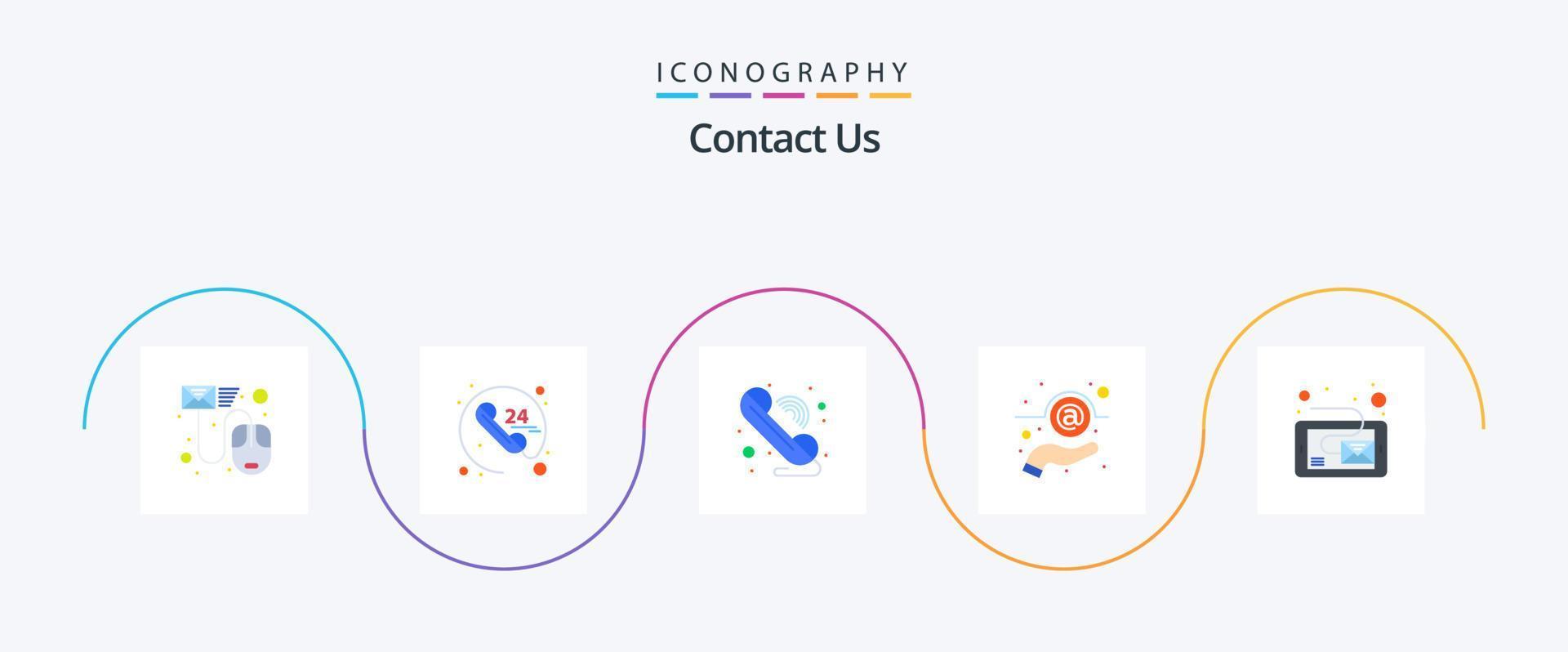 entre em contato conosco flat 5 icon pack incluindo e-mail. mão. serviço. mensagem. Wi-fi vetor