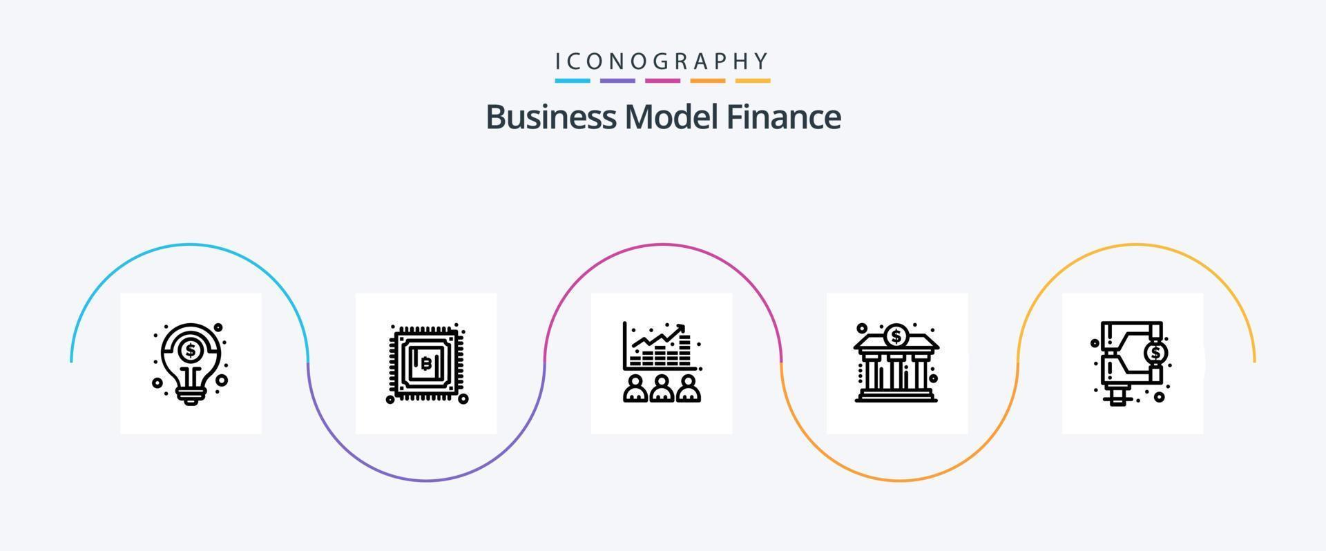 pacote de ícones da linha 5 de finanças, incluindo finanças. prédio. corretor. bancário. estoque vetor