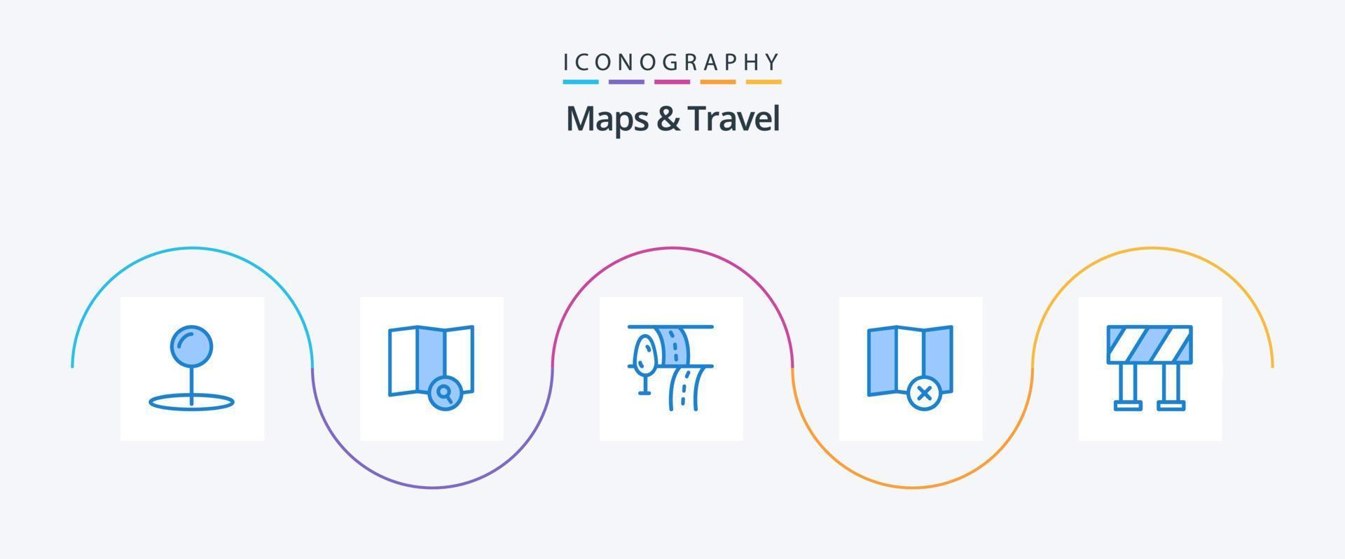 mapas e pacote de ícones de viagem azul 5, incluindo . viagem. bloquear vetor