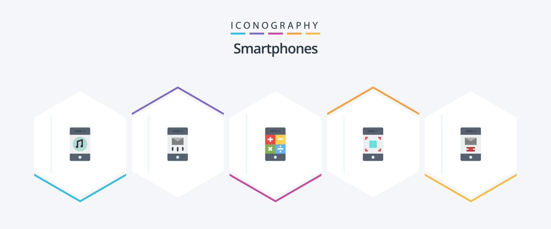 smartphones 25 pacotes de ícones planos, incluindo excluídos. Smartphone. mensagem. móvel. tecnologia vetor