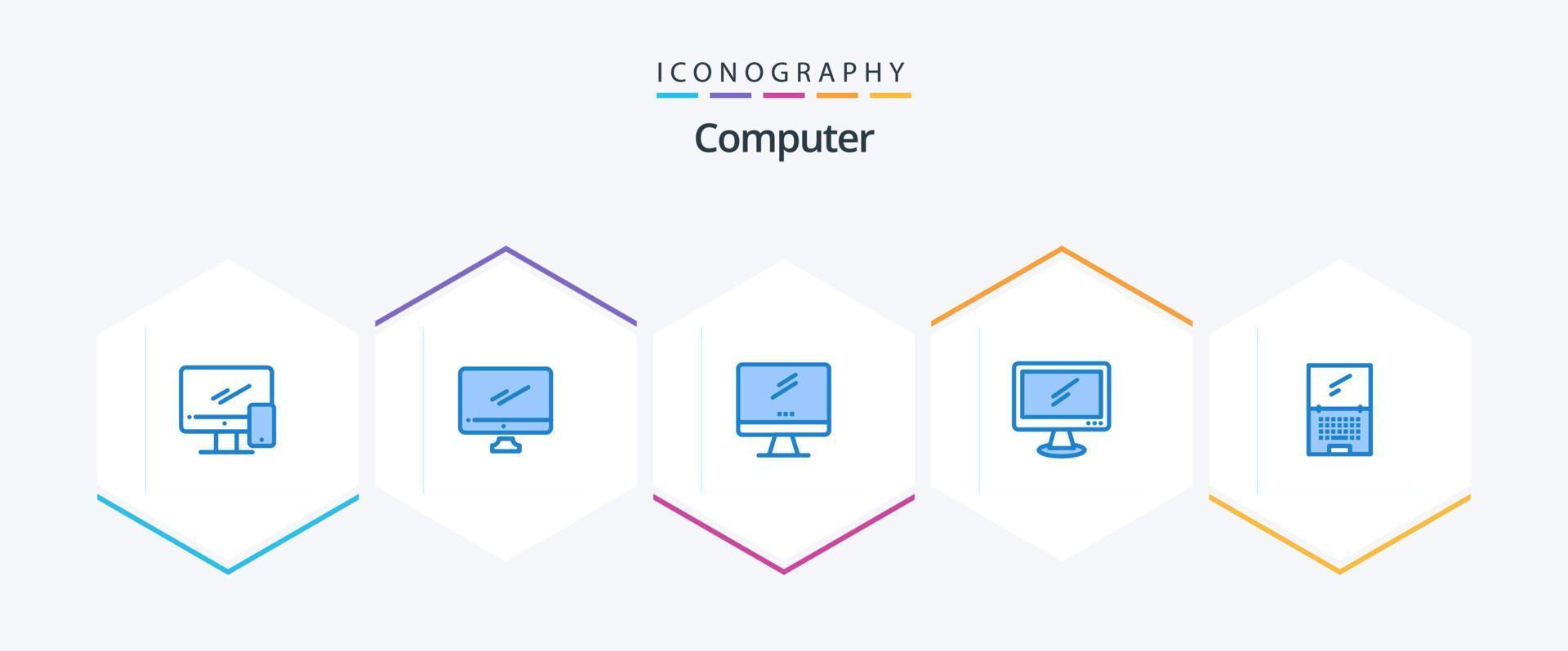 pacote de ícones azul do computador 25, incluindo . . imac. computador portátil. dispositivo vetor