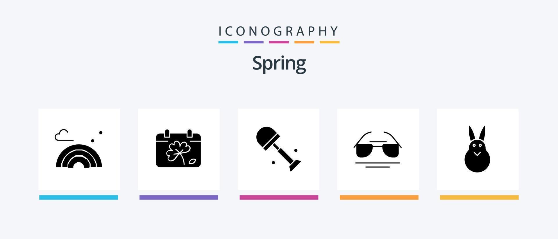 pacote de ícones de glifo de primavera 5, incluindo páscoa. primavera. grande. visualizar. galses. design de ícones criativos vetor