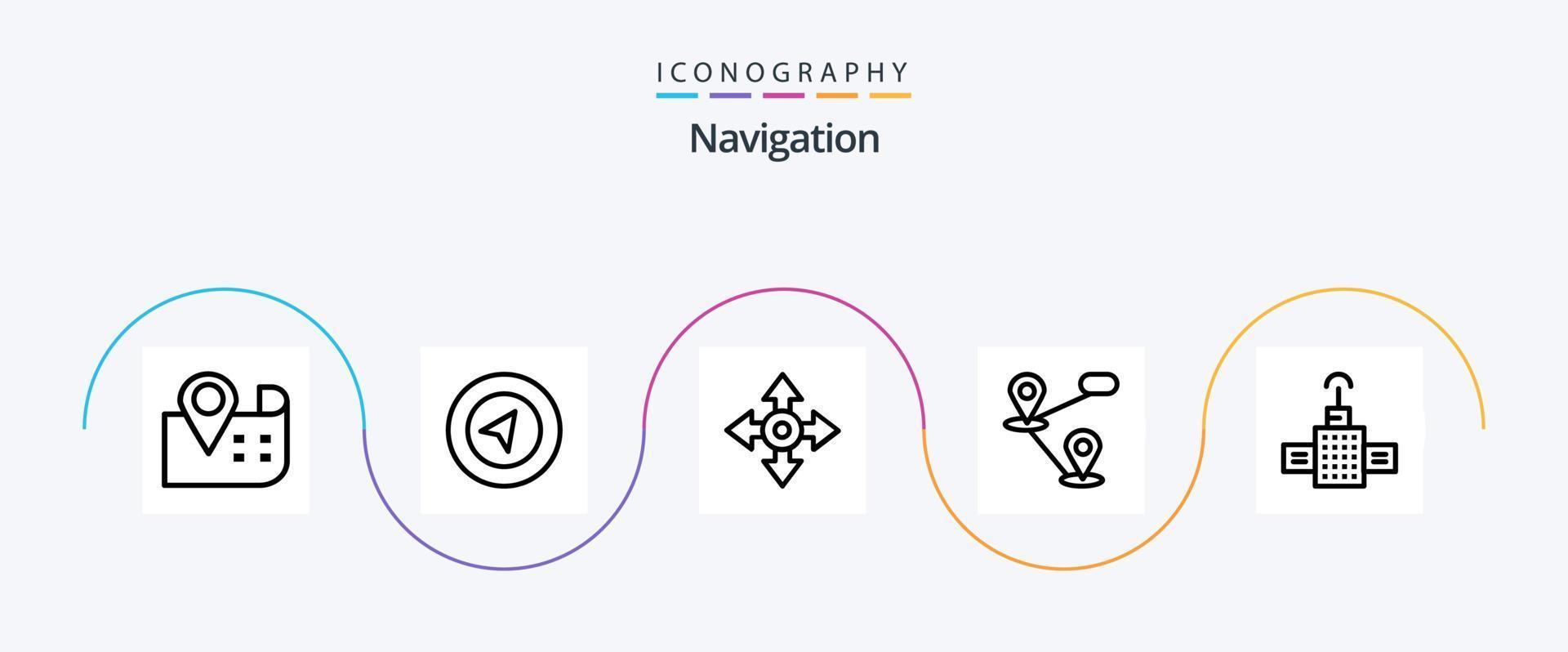 linha de navegação 5 pacote de ícones incluindo . localização. satélite vetor