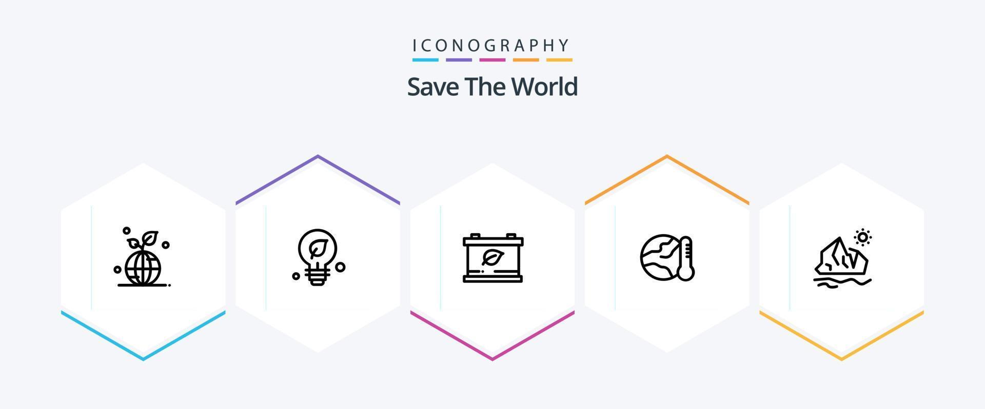 salve o pacote de ícones de 25 linhas do mundo, incluindo ecologia. quente. ideia. global. terra vetor