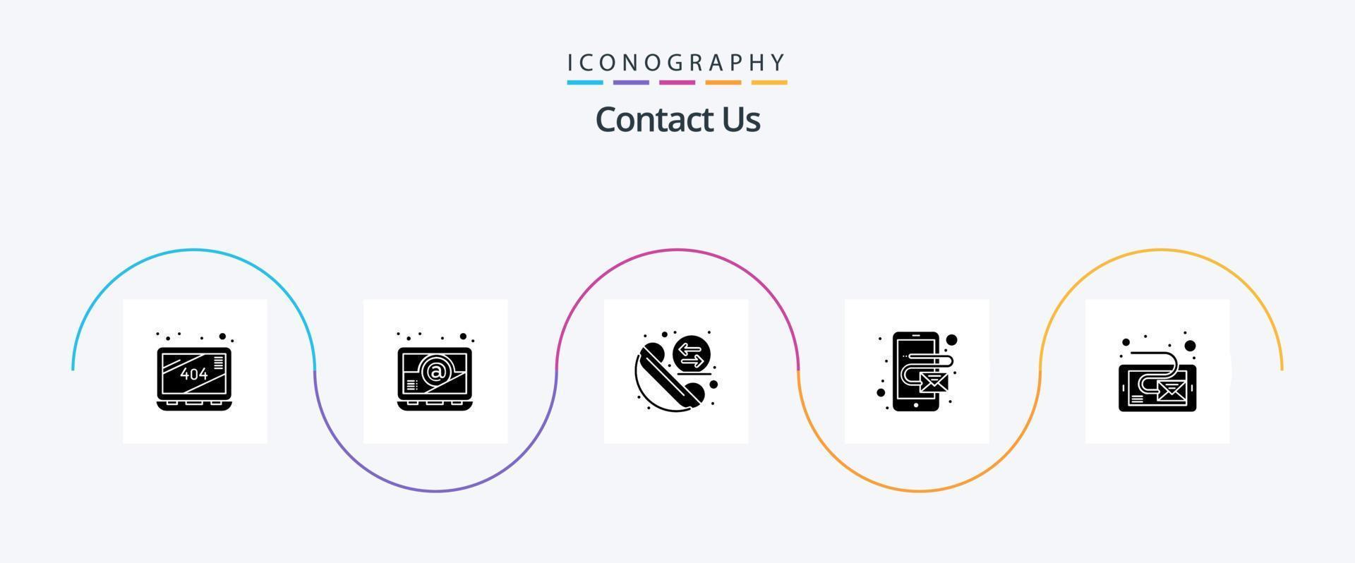 entre em contato conosco pacote de ícones glyph 5 incluindo . mensagem. telefone. caixa de entrada. móvel vetor