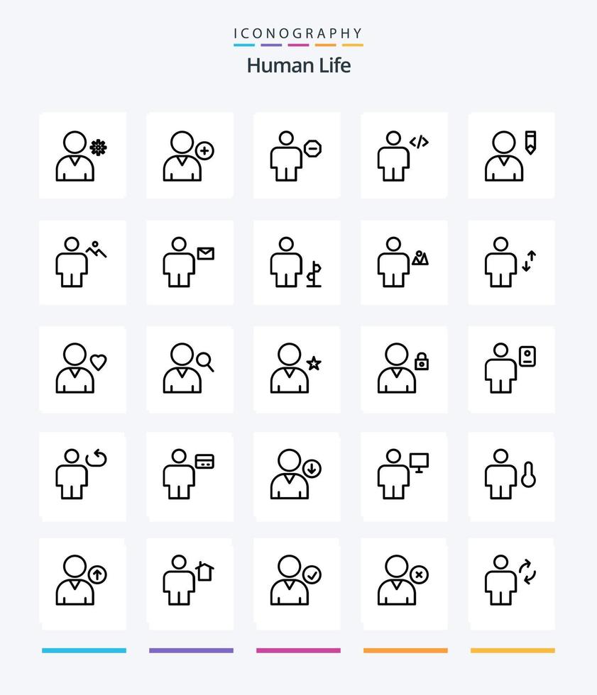 pacote de ícones de contorno humano criativo 25, como perfil. marcação. corpo. humano. corpo vetor