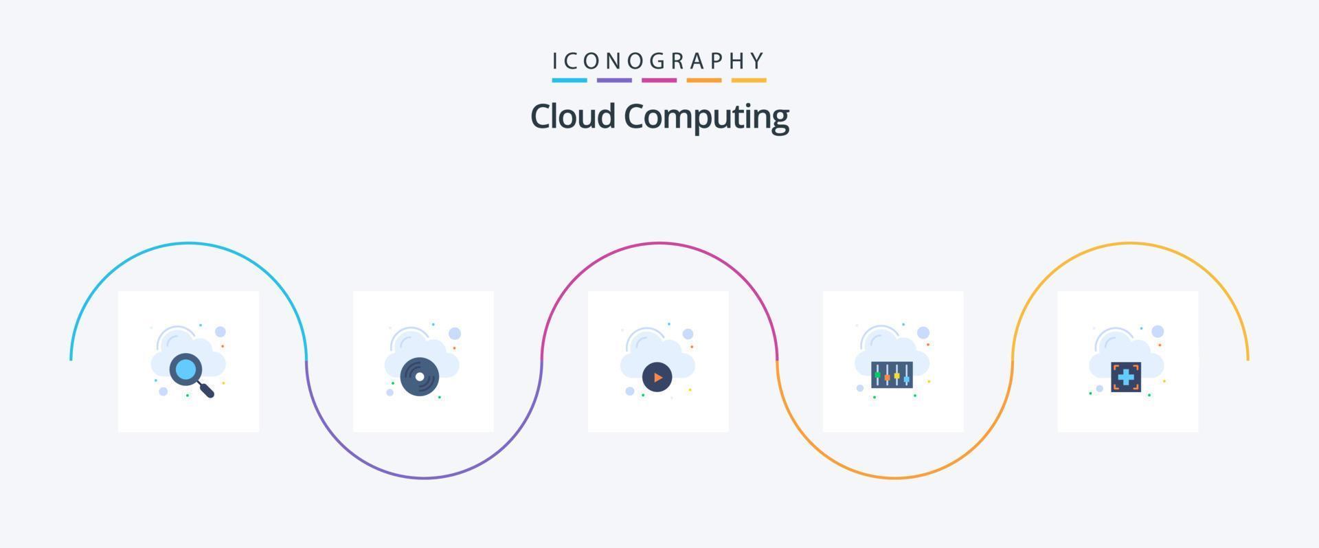 pacote de ícones de 5 planos de computação em nuvem, incluindo mais. tecnologia. nuvem. armazenar. nuvem vetor