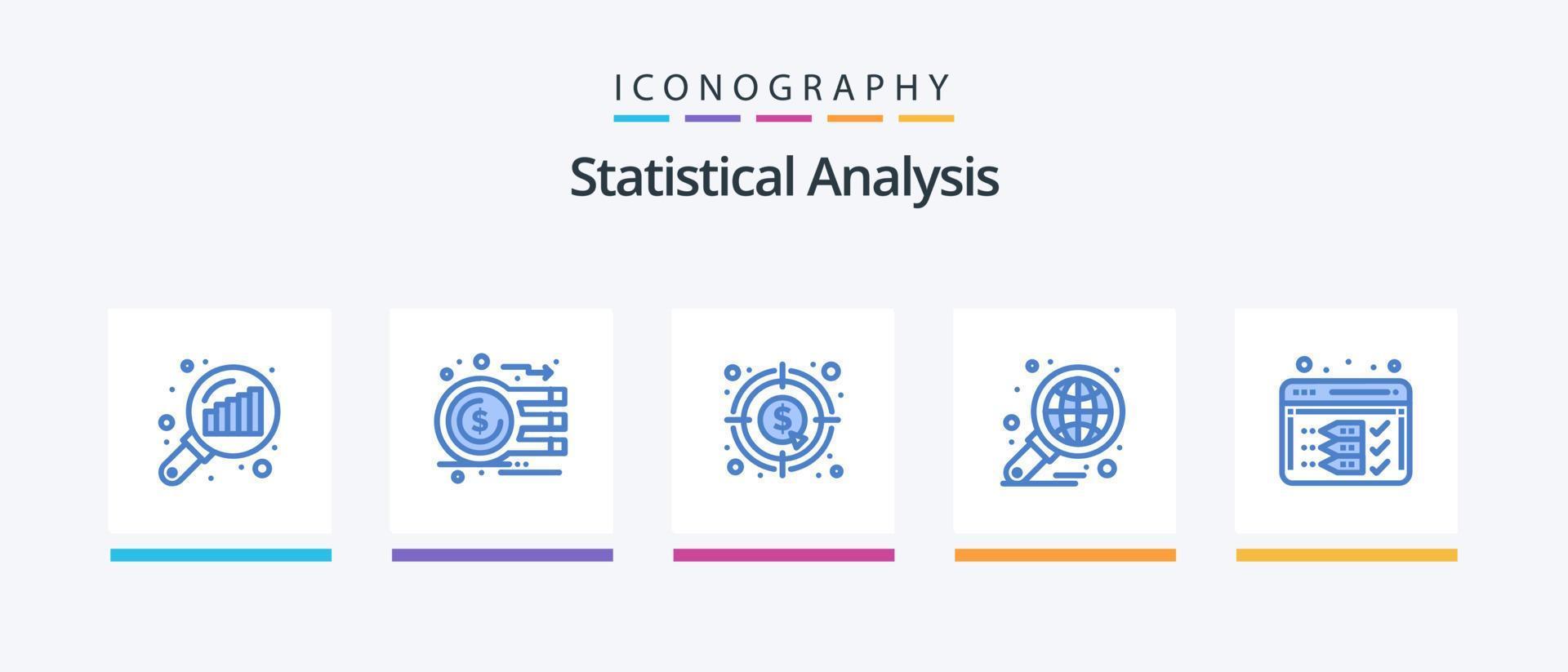 pacote de ícones de análise estatística azul 5, incluindo web. desenvolvimento. dinheiro. análise. gráfico. design de ícones criativos vetor