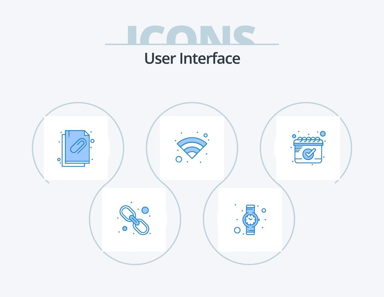 interface do usuário azul icon pack 5 design de ícone. . data. anexo. calendário. Wi-fi vetor