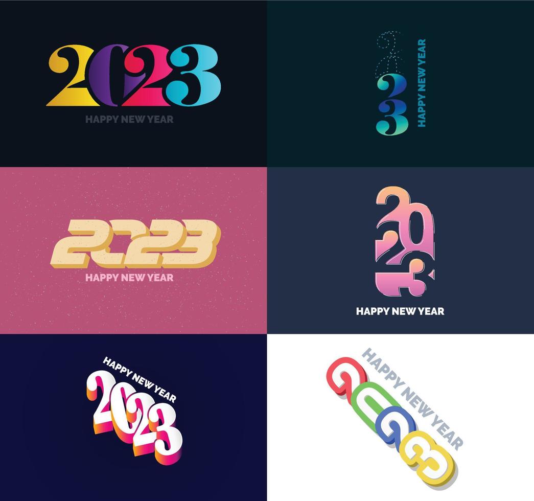 grande conjunto de design de texto de logotipo de feliz ano novo de 2023 modelo de design de número de 2023 vetor