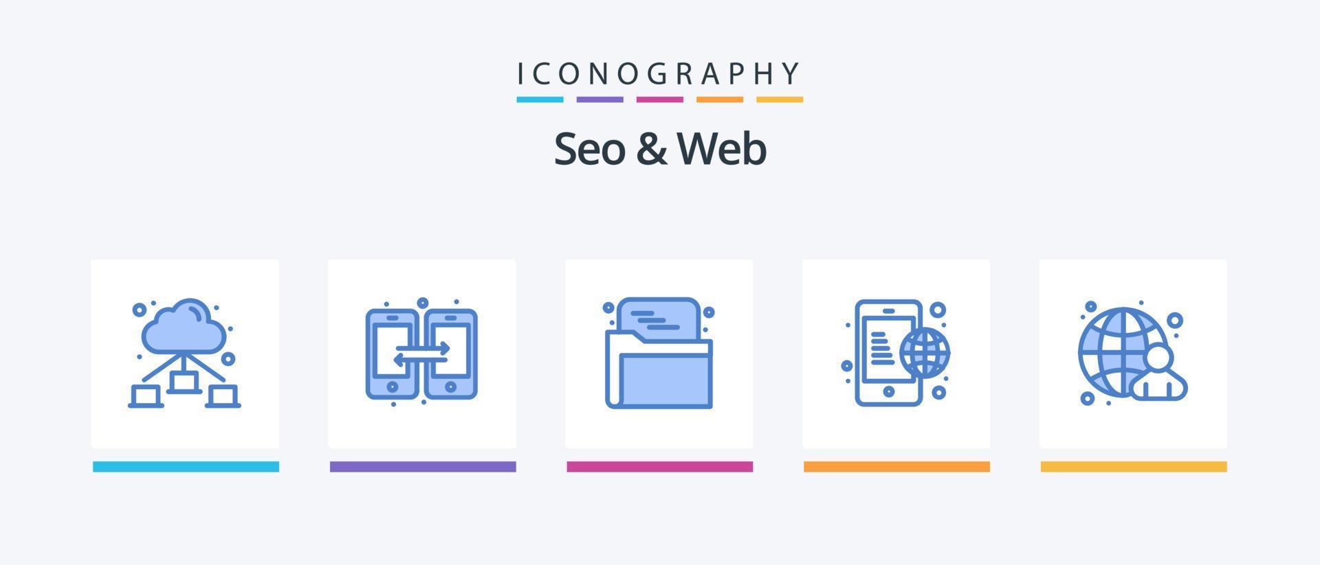 pacote de ícones seo e web azul 5, incluindo humano. homem de negocios. rede. Internet. comunicação. design de ícones criativos vetor