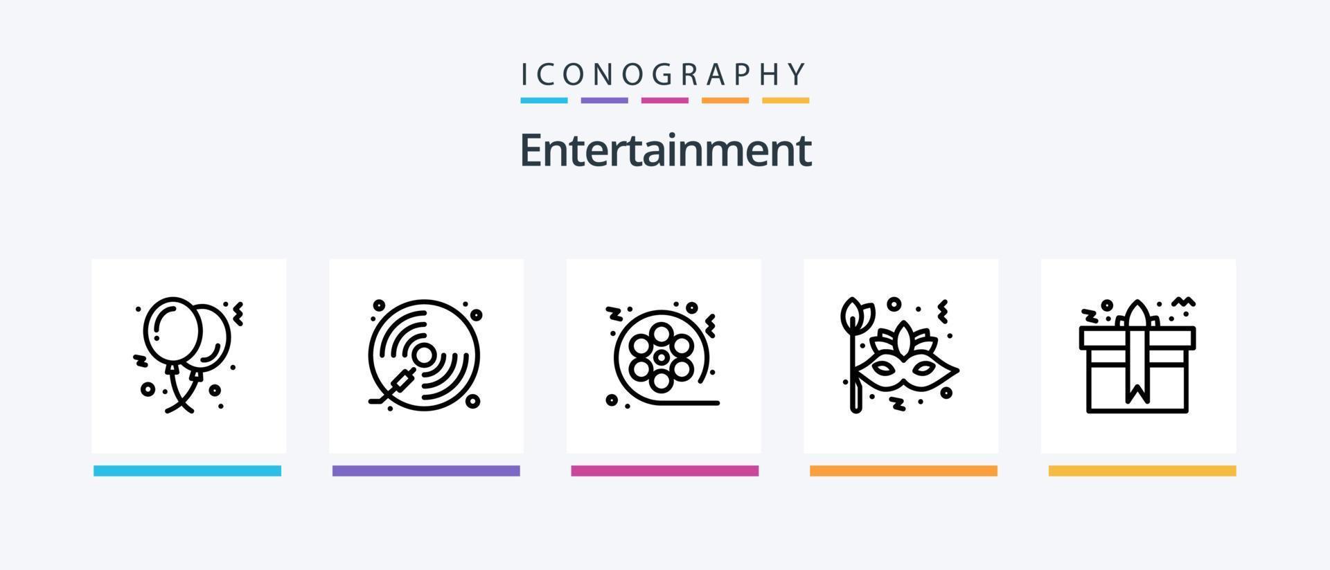 pacote de ícones da linha de entretenimento 5, incluindo jogos. pac man. decoração. entretenimento. jogar. design de ícones criativos vetor