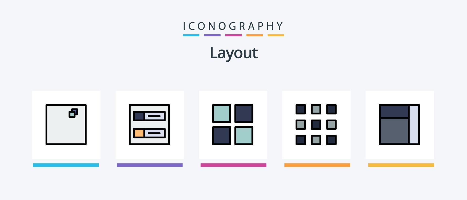 linha de layout cheia de 5 ícones incluindo . pop-up... design de ícones criativos vetor