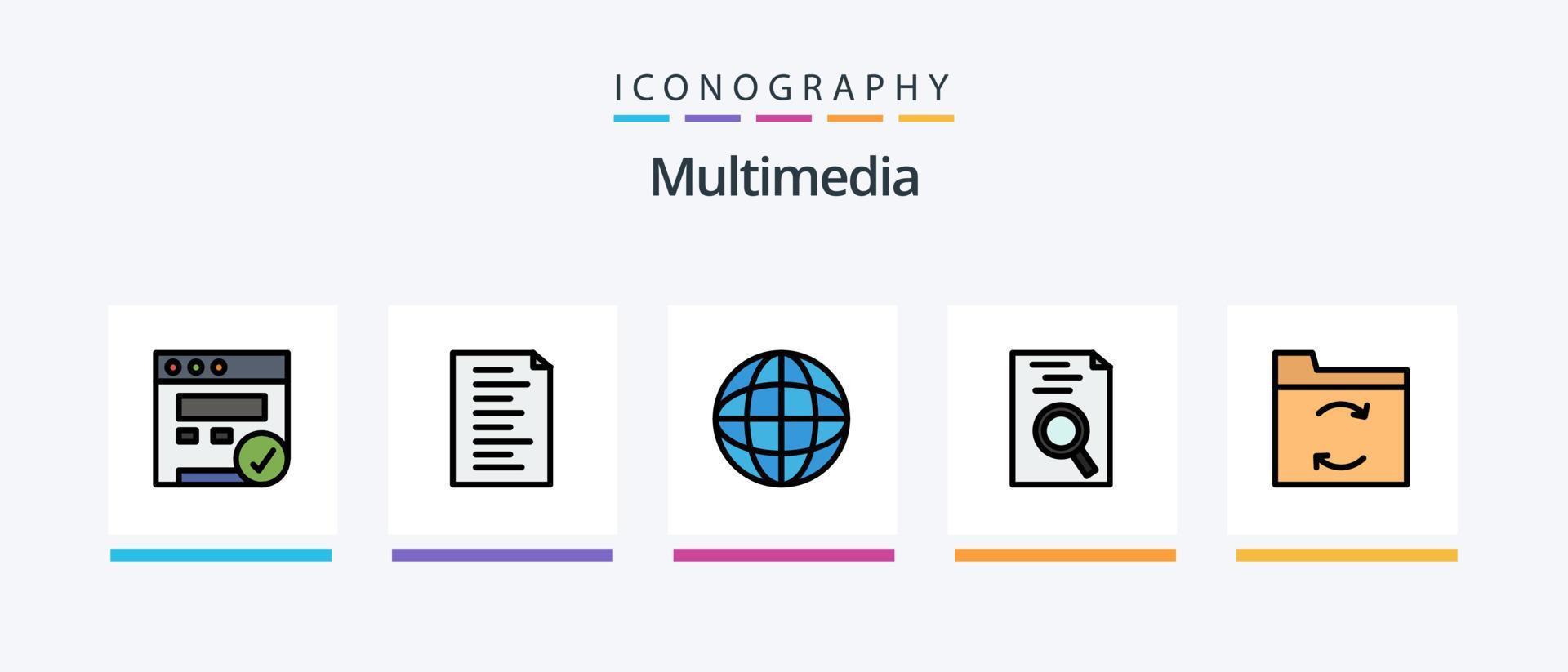 linha multimídia cheia de 5 ícones incluindo . pendência. alternar. ao controle. design de ícones criativos vetor