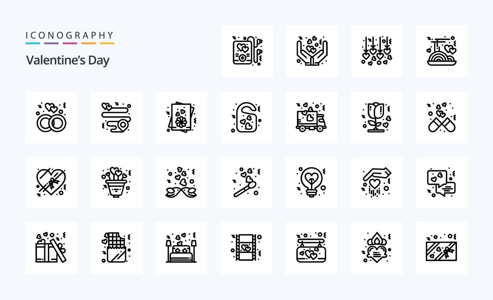 25 pacote de ícones de linha de dia dos namorados vetor