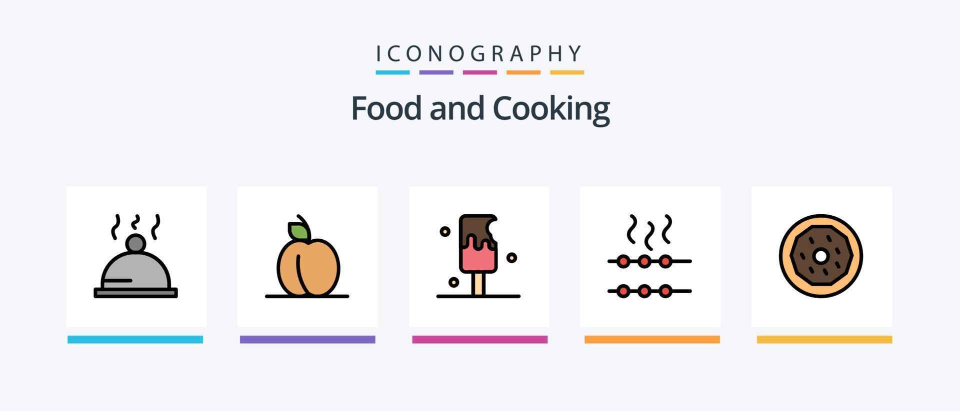 linha de comida cheia de 5 ícones incluindo frutas. baga. comida. comida. tigela. design de ícones criativos vetor