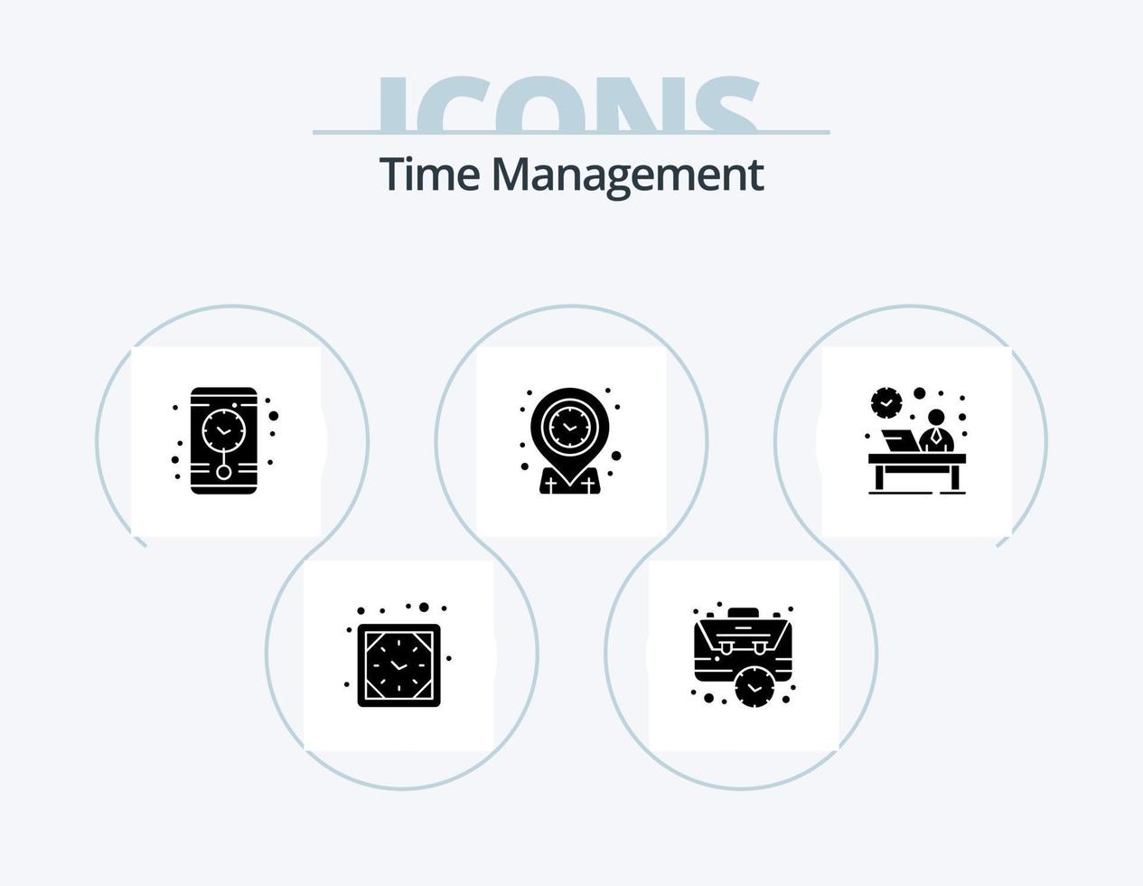 pacote de ícones de glifo de gerenciamento de tempo 5 design de ícone. frente. tempo. tempo. alvejando. geo vetor