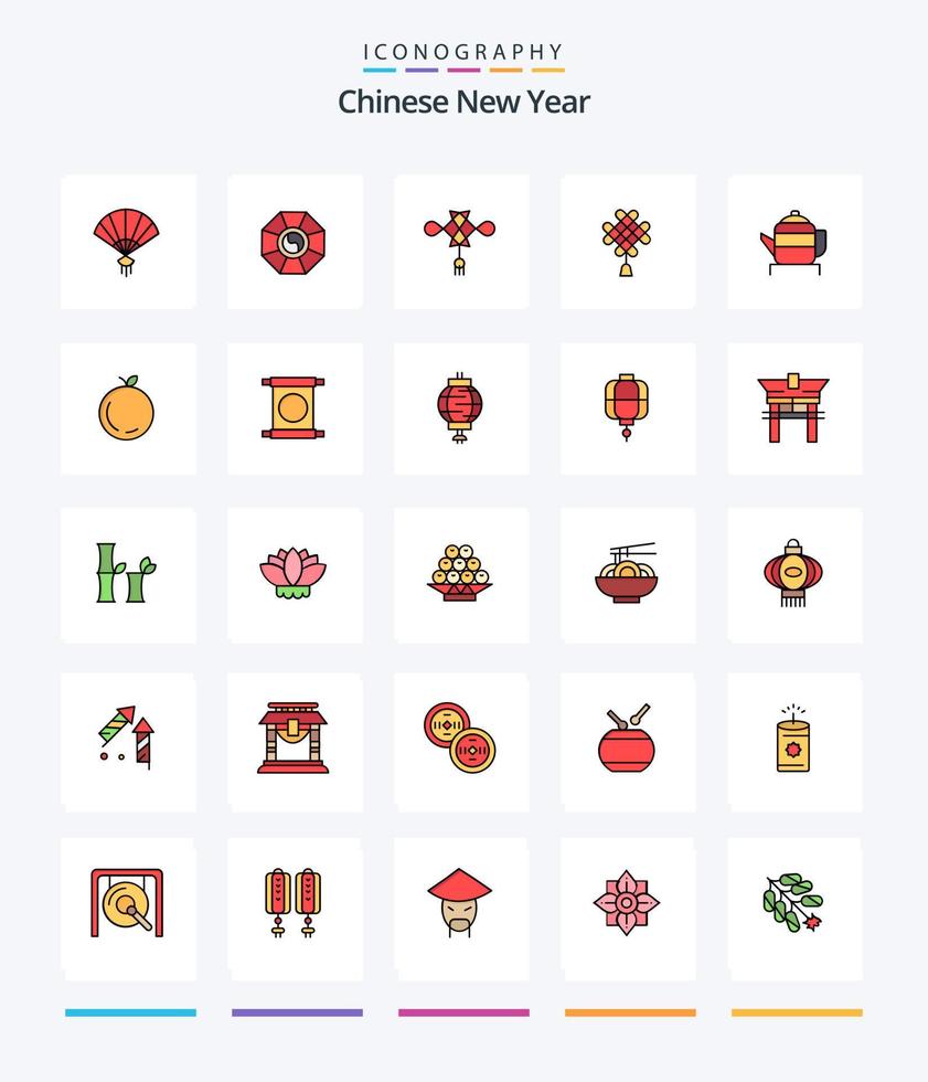 ano novo chinês criativo pacote de ícones cheios de 25 linhas, como ano novo. novo. ano Novo. chinês. chinês vetor