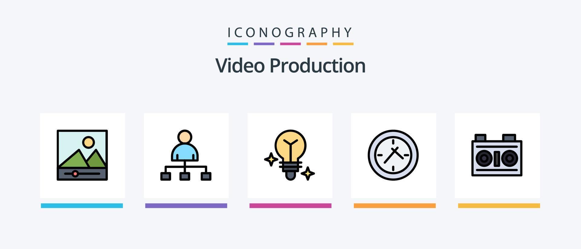 linha de produção de vídeo cheia de 5 ícones incluindo play. cinema . estrela. marca páginas. design de ícones criativos vetor