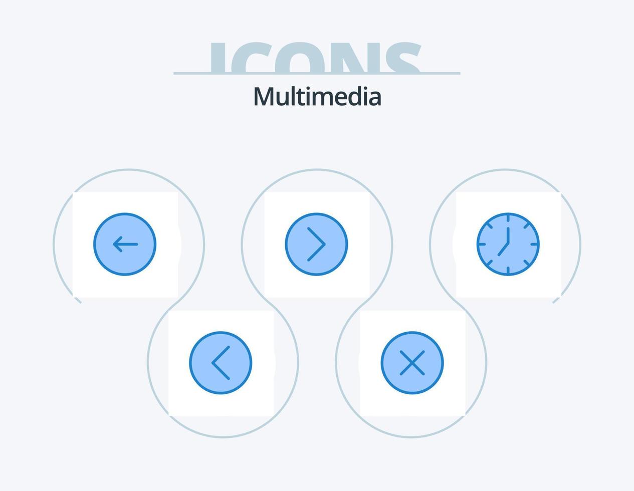design de ícones do pacote de ícones azuis multimídia 5. multimídia. meios de comunicação. multimídia. próximo. jogar vetor