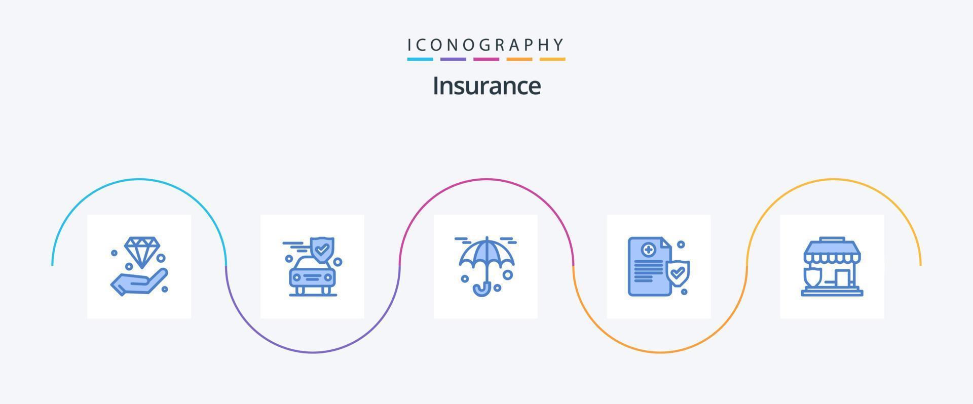 seguro azul 5 pacote de ícones incluindo segurança. seguro. escudo. política. saúde vetor