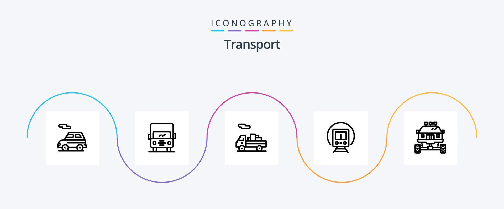 pacote de ícones da linha 5 de transporte, incluindo carro. auto. entrega. transporte. trem vetor