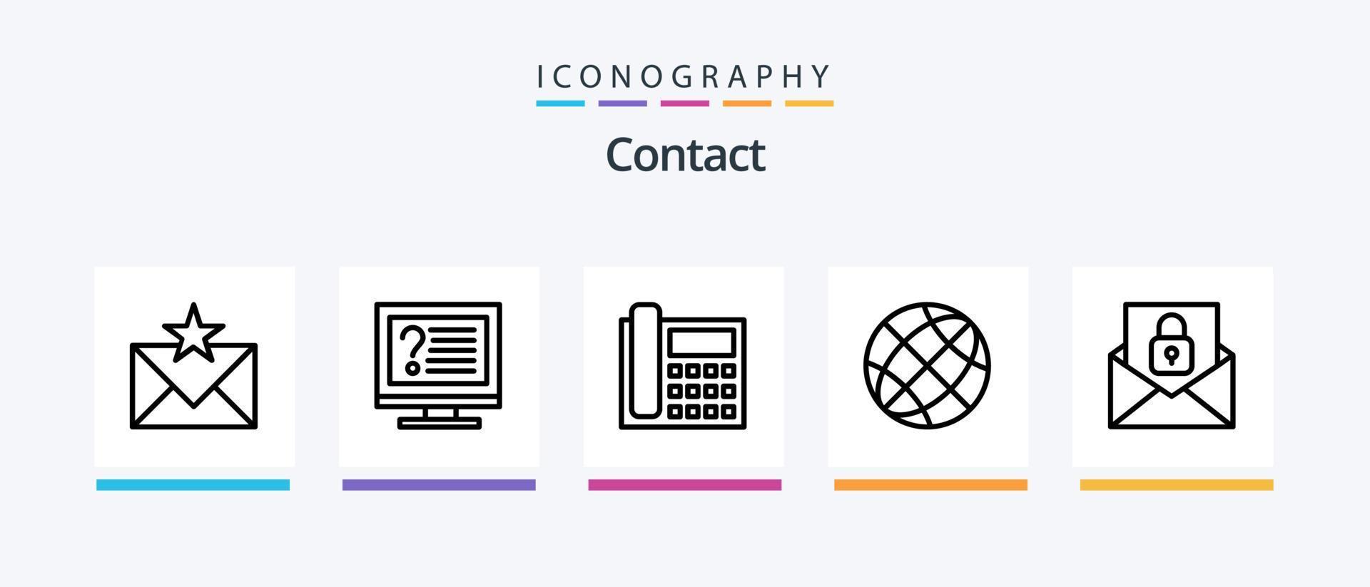 entre em contato com o pacote de ícones da linha 5, incluindo entre em contato conosco. comunicação. e-mail. telefone. Contate-nos. design de ícones criativos vetor