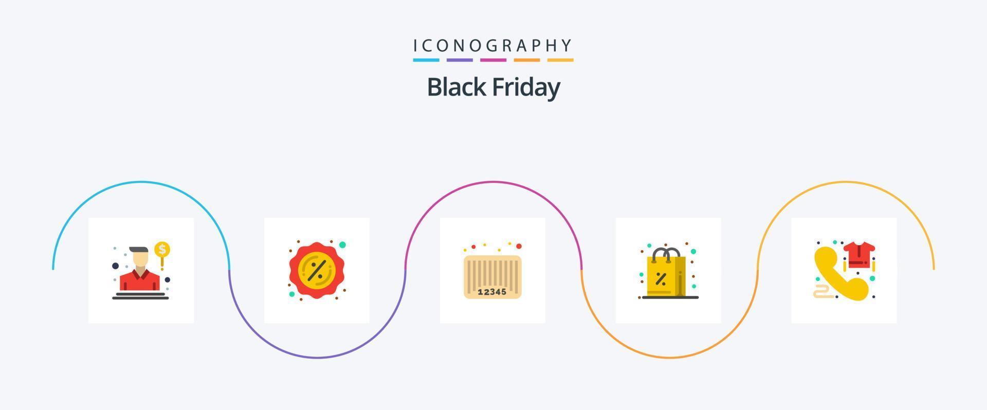 Black Friday Flat 5 Icon Pack, incluindo comércio. compras. bar. compras. desconto vetor