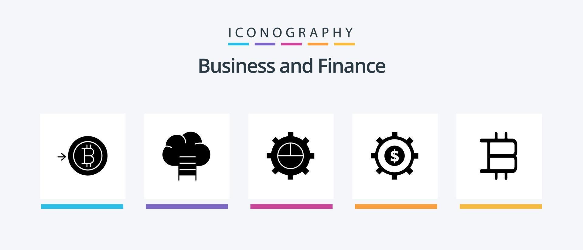 pacote de ícones de glifo 5 financeiro, incluindo . sinal. configurações. dinheiro. processo. design de ícones criativos vetor