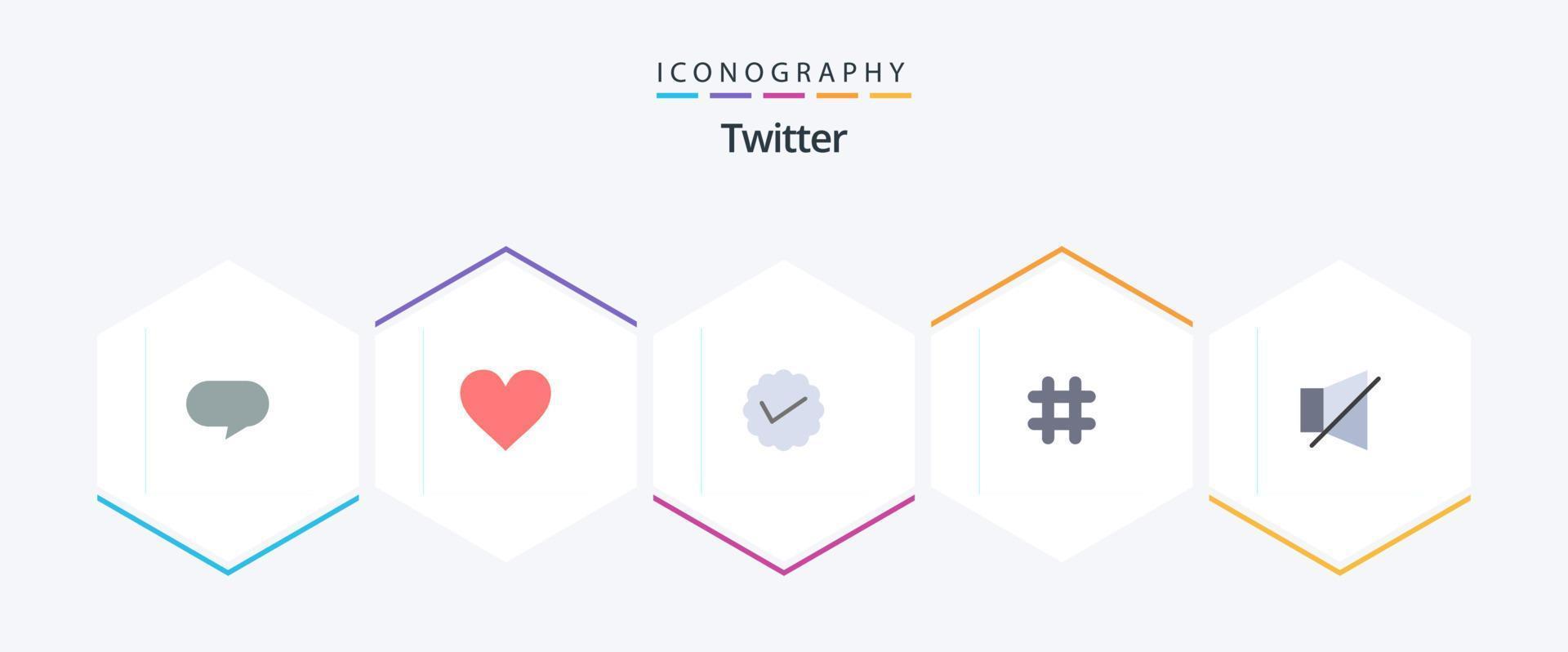 Pacote de ícones planos do Twitter 25, incluindo desligado. Twitter. meios de comunicação. tweet. seguir vetor