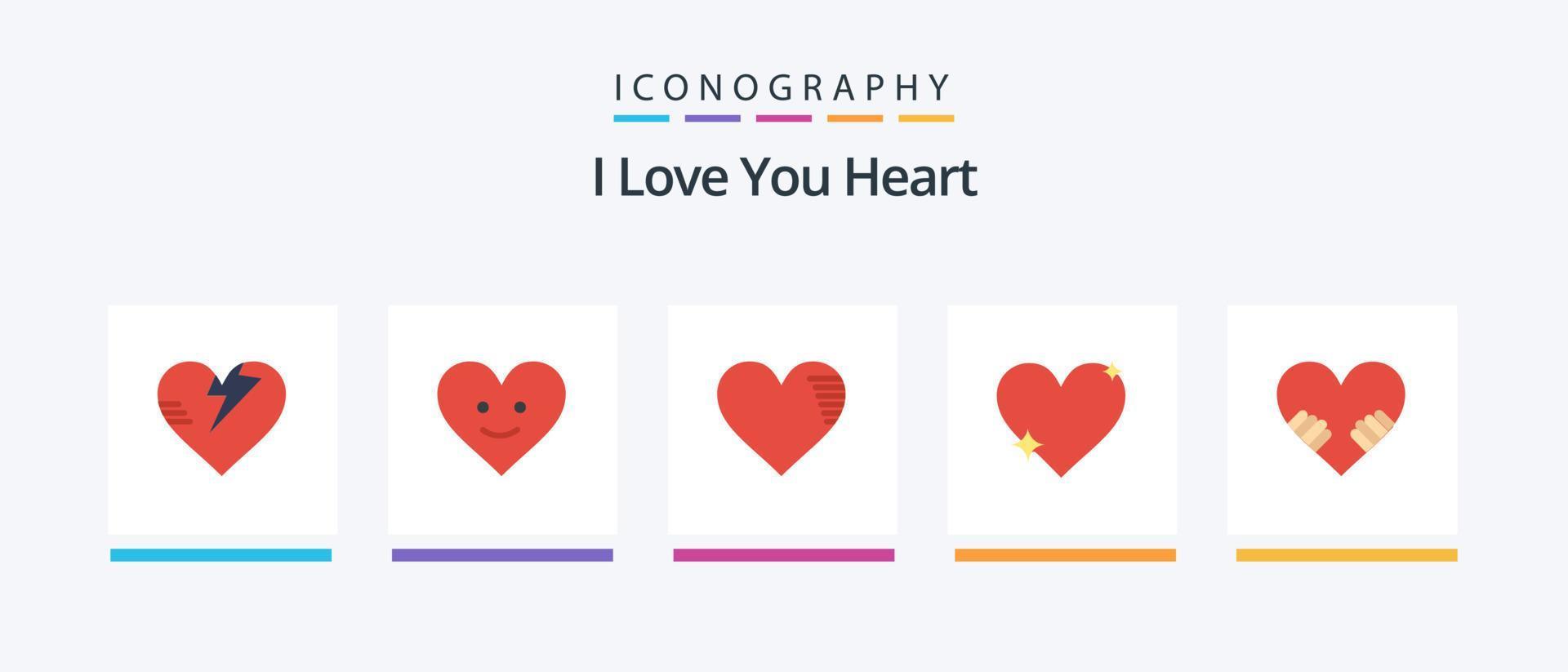 pacote de ícones de coração plano 5, incluindo . como. amor. design de ícones criativos vetor