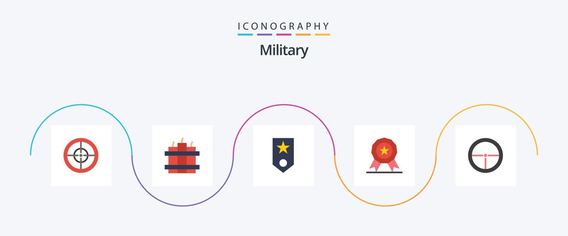 pacote de ícones militar plano 5 incluindo soldado. distintivo. um. exército. medalha vetor