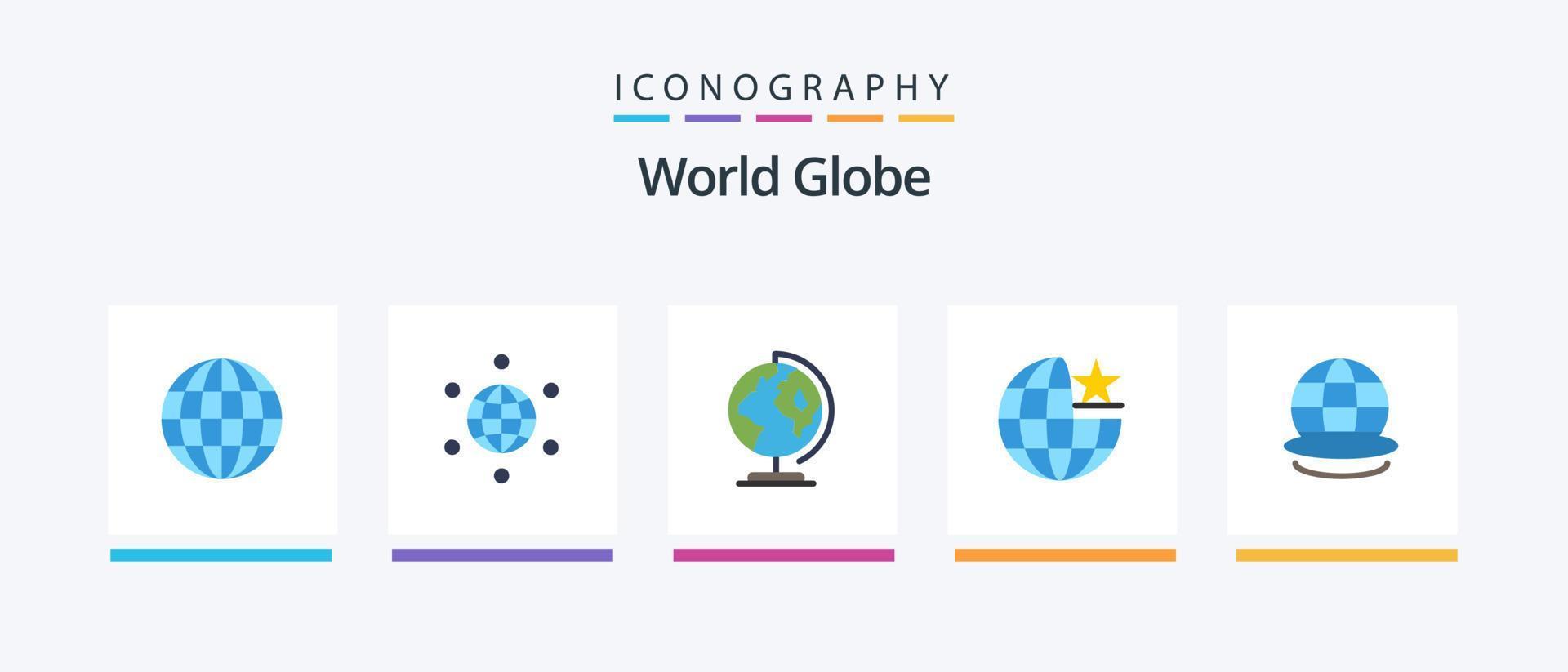 pacote de ícones do globo plano 5, incluindo o mundo. globo. mundialmente. terra. Internet. design de ícones criativos vetor