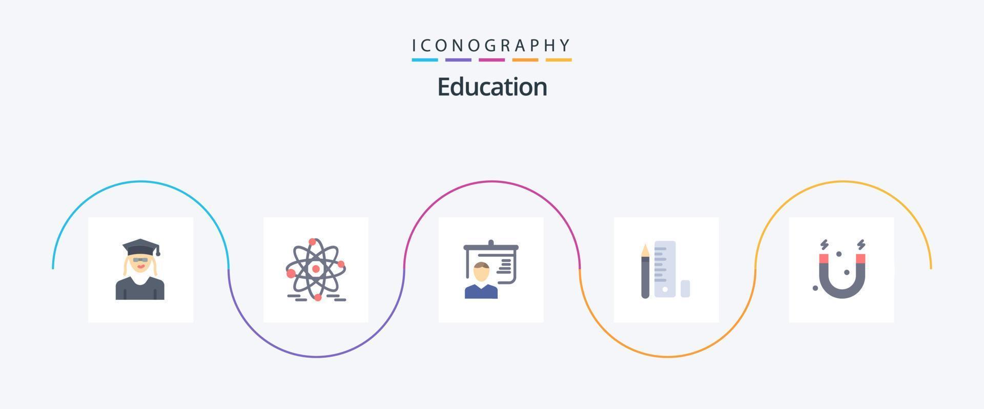 pacote de ícones de 5 planos de educação, incluindo ciência. Educação. Educação. escala. caneta vetor