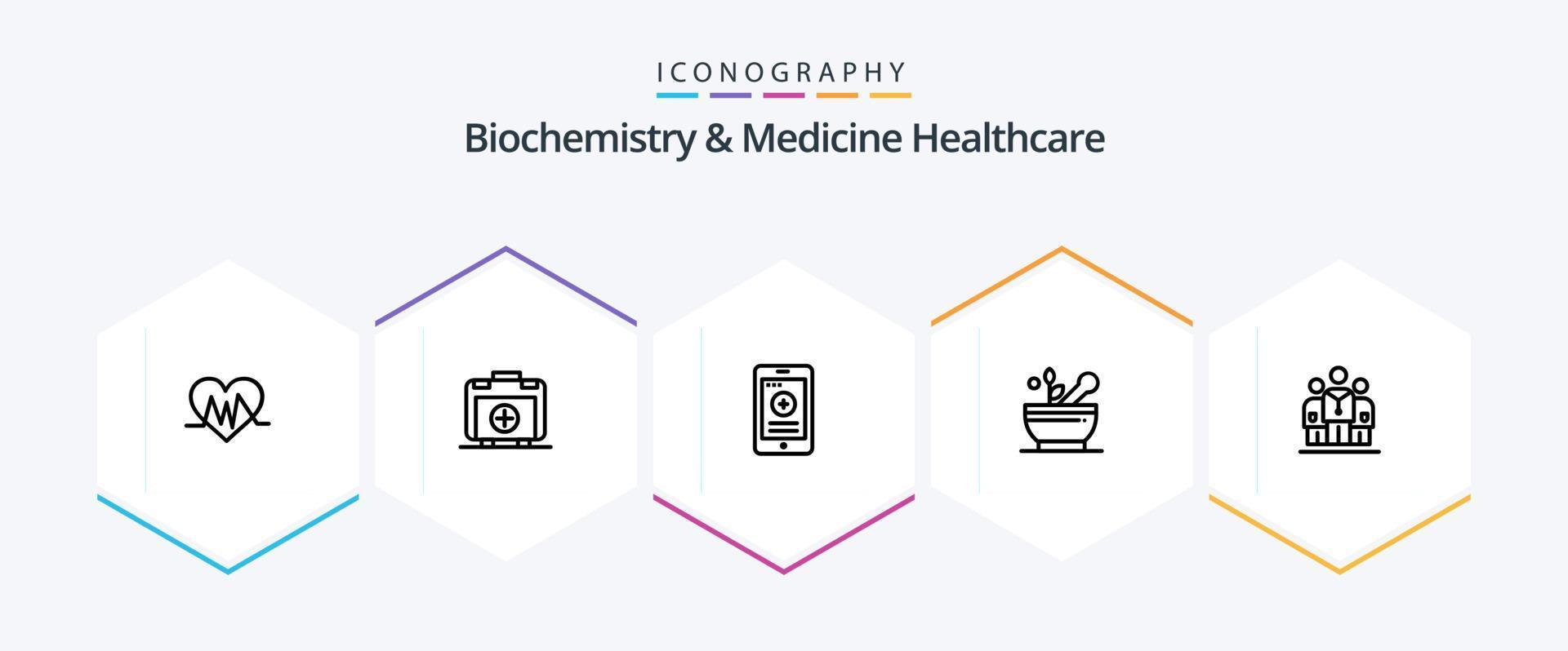 bioquímica e medicina saúde pacote de ícones de 25 linhas incluindo medicina. hospital. médico. sopa. médico vetor