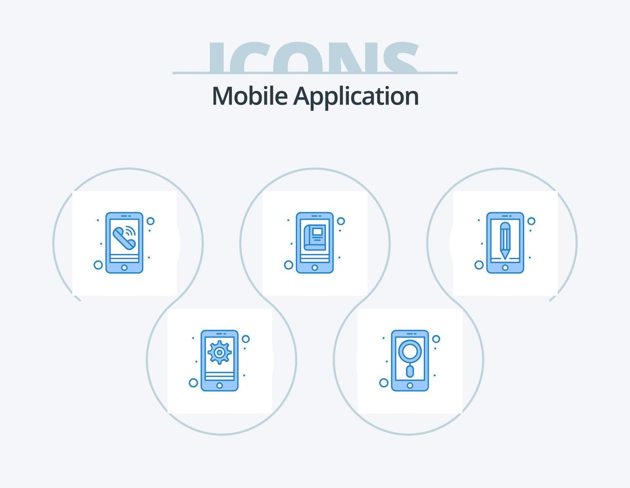 design de ícones do pacote de ícones azuis de aplicativo móvel 5. editar. móvel. aplicativo. biblioteca. aplicativo vetor