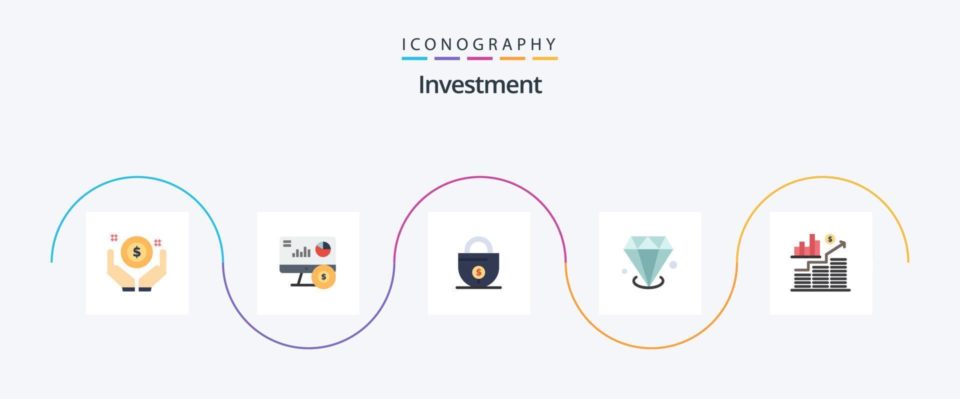 pacote de ícones de 5 planos de investimento, incluindo investimento. joia. negócios. investimento. diamante vetor