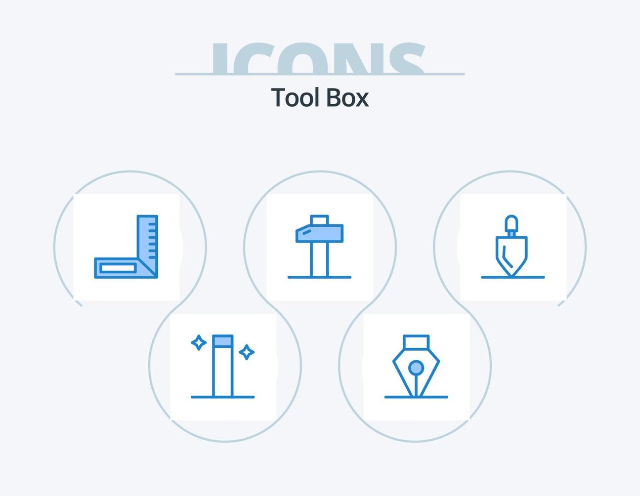 ferramentas ícone azul pack 5 design de ícone. . ferramentas. Engenharia. ancinho. equipamento vetor