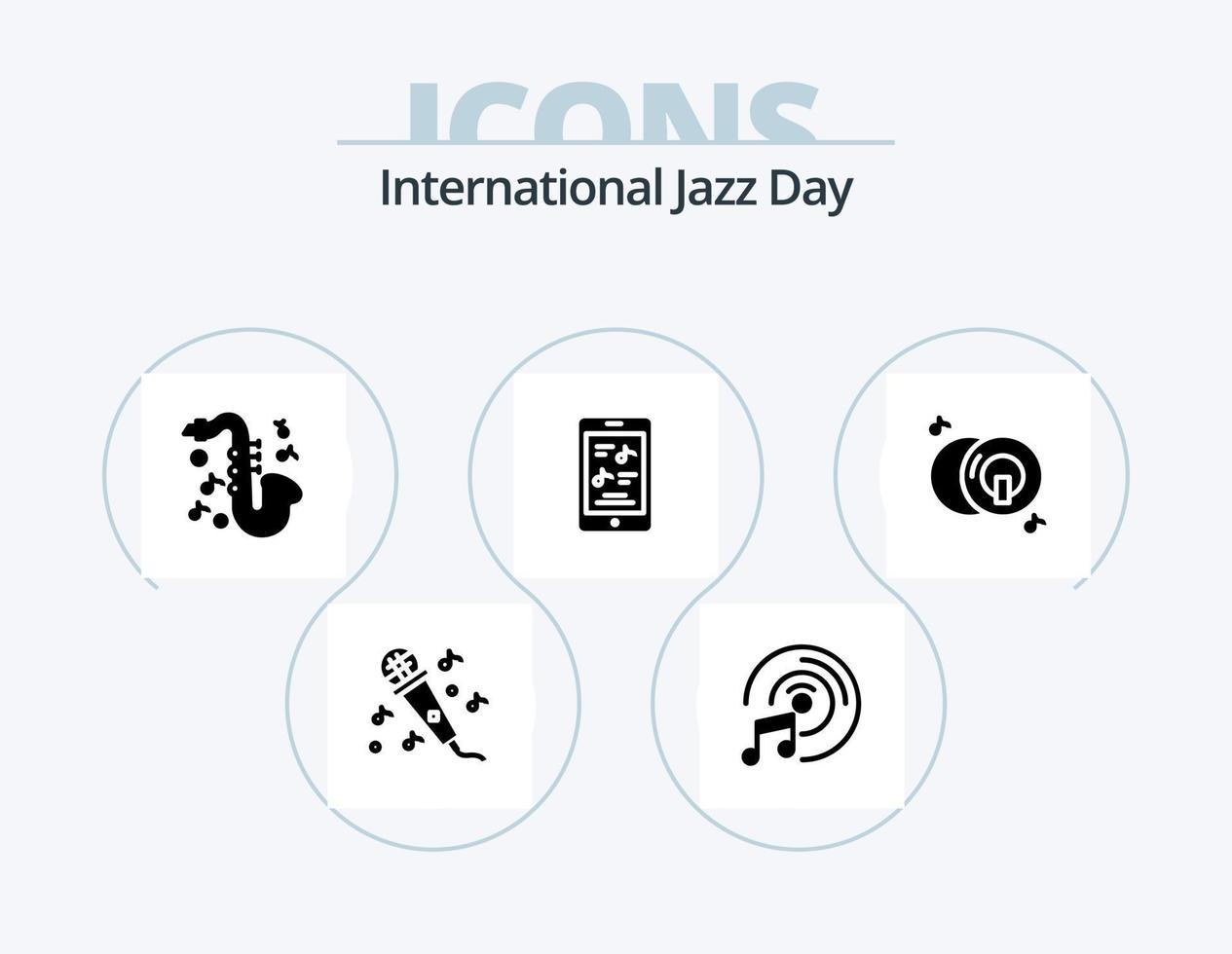 pacote de ícones de glifos do dia internacional do jazz 5 design de ícones. . música . multimídia . vetor