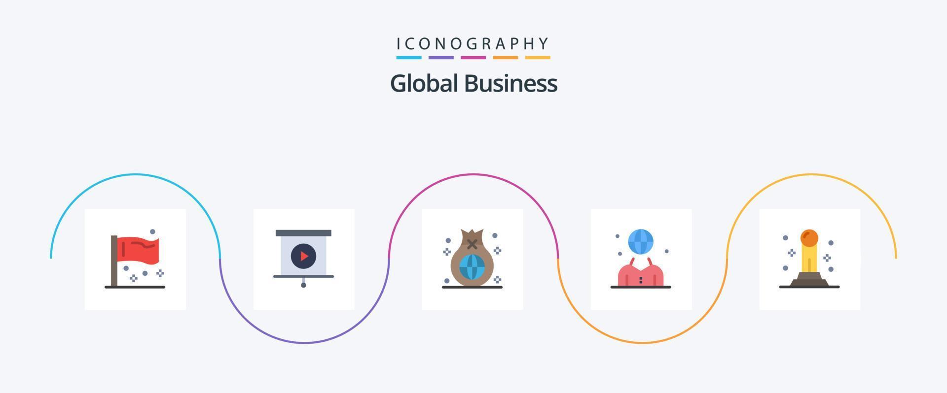 pacote de ícones plana de 5 negócios globais, incluindo pessoa. internacional. bolsa. humano. investimento vetor