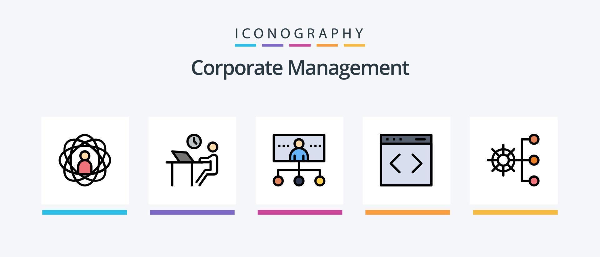 a linha de gerenciamento corporativo preencheu o pacote de 5 ícones, incluindo pessoa. habilidades. gráfico. trabalho em equipe. pessoas. design de ícones criativos vetor