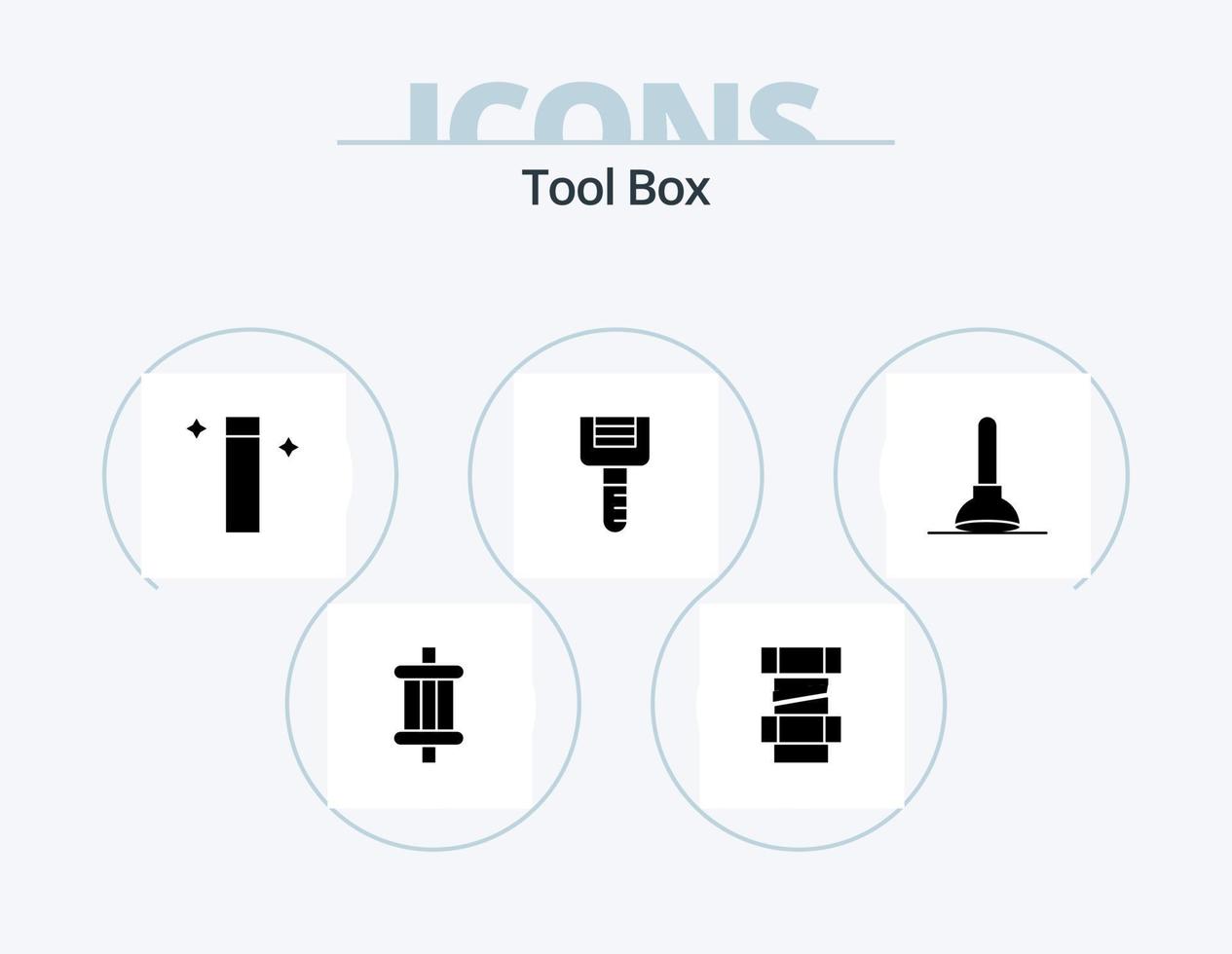 ferramentas glifo ícone pack 5 design de ícone. . banheiro. varinha. desentupidor. descascador vetor